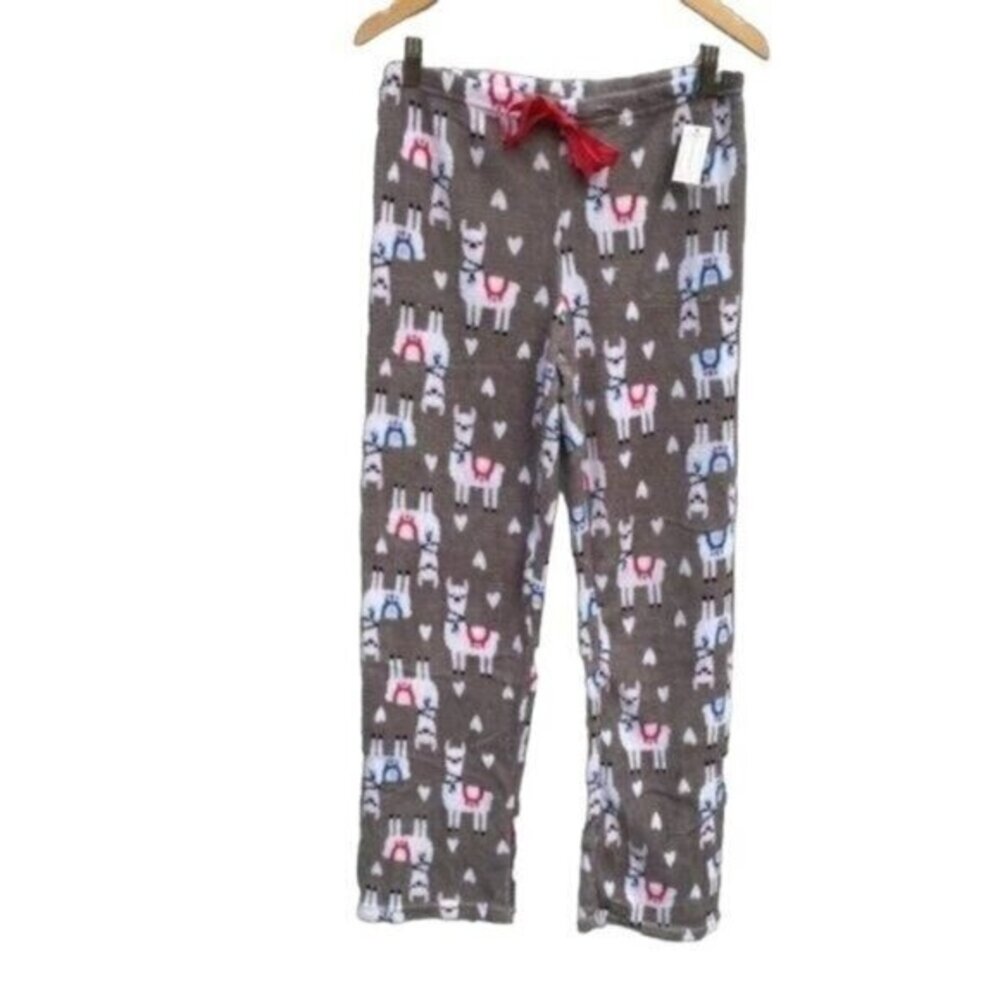 Llama Alpaca Print Fuzzy Pajama Lounge Pants New Medium